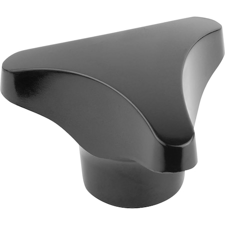 Kipp Triangular Grip High Collar D=M10 D1=62 H=35, Form:K Thermoset, Black, Comp:Steel K0183.16210